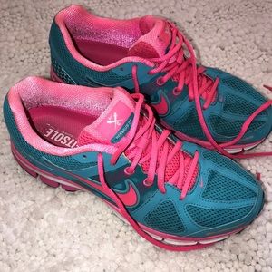 Ladies bright colored Nike tennis shoes